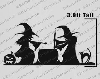 3.9ft Witches Template when made. Printable trace and Cut Halloween Silhouette Decor Templates / Stencils. PDF