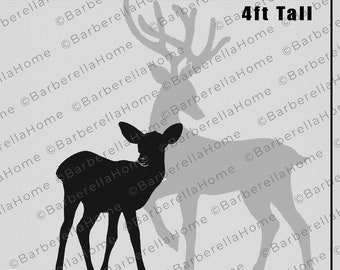 2.5ft Reindeer Calf / Baby Reindeer Template when made. Printable trace and Cut Christmas Silhouette Decor Templates / Stencils. PDF