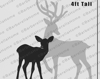 2.5ft Reindeer Calf / Baby Reindeer Template when made. Printable trace and Cut Christmas Silhouette Decor Templates / Stencils. PDF