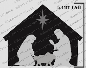 5.11ft multilayered, Nativity Scene Templates when made. FOUR Printable trace and Cut Christmas Silhouette Decor Templates / Stencils. PDF