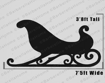 Life-size, 3'8ft Santa's Sleigh Template when made. Printable trace and Cut Christmas Silhouette Decor Templates / Stencils. PDF