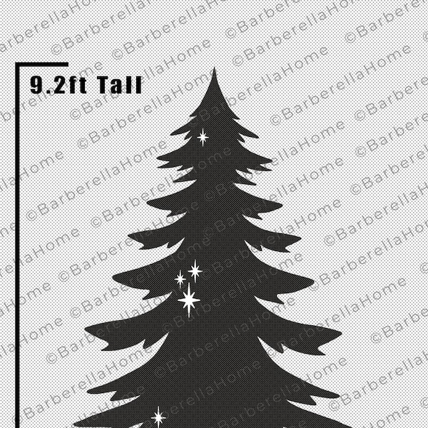 Modello di albero di Natale da 9,2 piedi una volta realizzato. Modelli di decorazioni natalizie con silhouette da tracciare e tagliare stampabili / stencil. PDF