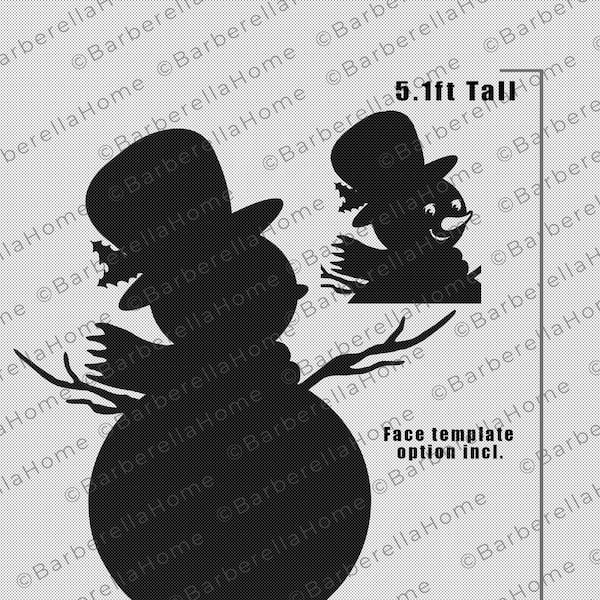 5.1ft Snowman Template when made. Printable trace and Cut Christmas Silhouette Decor Templates / Stencils. PDF