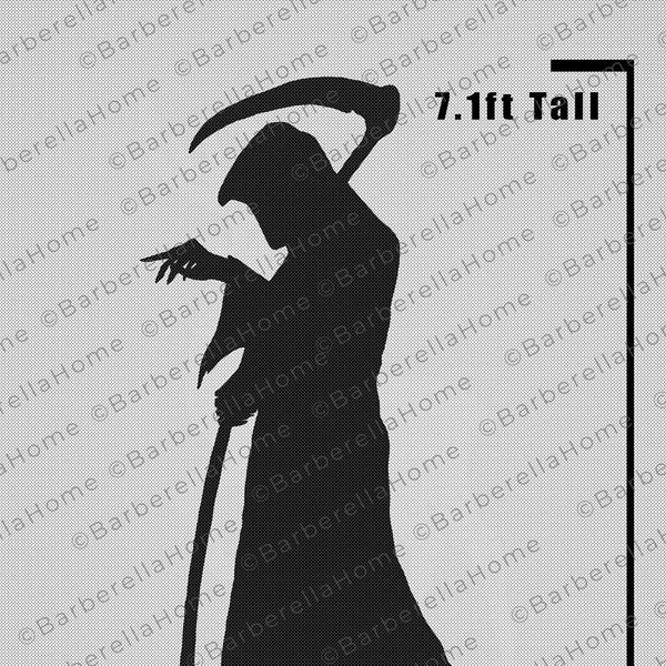 7.1ft Grim Reaper Template when made. Printable trace and Cut Halloween Silhouette Decor Templates / Stencils. PDF