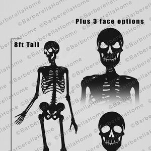 8ft Skeleton Template when made. Printable trace and Cut Halloween Silhouette Decor Templates / Stencils. Yard art PDF pattern.