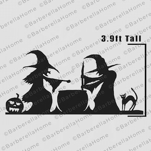 3.9ft Witches Template when made. Printable trace and Cut Halloween Silhouette Decor Templates / Stencils. PDF