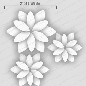 3 Big Flower templates, largest 2.5ft wide template when made. Printable trace and Cut Christmas Silhouette Decor Templates / Stencils. PDF