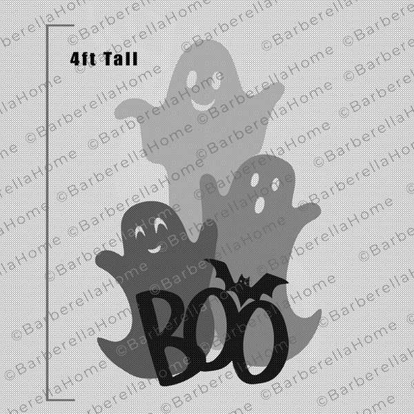 4ft Cute ghost trio with BOO Template when made. Printable trace & Cut Halloween Silhouette Decor Templates / Stencils-Yard art PDF pattern.