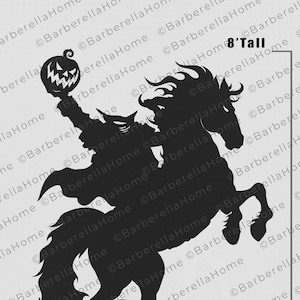 Modelo de Cavaleiro Sem Cabeça de 8 pés quando feito. Traço imprimível e modelos / estênceis de decoração de silhueta de Halloween recortados. PDF