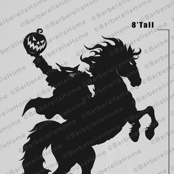 8ft Headless Horseman Template when made. Printable trace and Cut Halloween Silhouette Decor Templates / Stencils. PDF