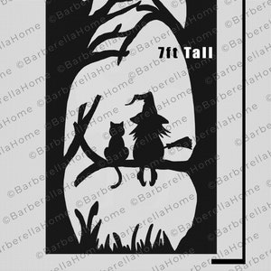 2m Hexen- und Katzenschablone, wenn gemacht. Druckbare Halloween Silhouette Dekor Vorlagen / Schablonen nachzeichnen und schneiden. PDF