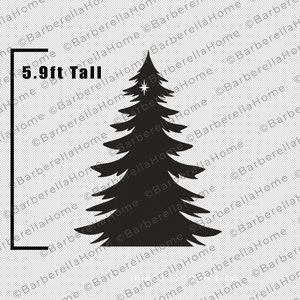 5.9ft Weihnachtsbaum Vorlage, wenn gemacht. Printable verfolgen und schneiden Sie Weihnachtssilhouette Dekor Vorlagen / Schablonen. PDF-Datei Bild 1