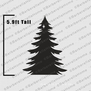 Gabarit de sapin de Noël de 5,9 pieds une fois fabriqué. Trace imprimable et modèles / pochoirs de décoration de silhouette de Noël découpés. PDF