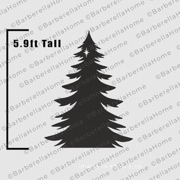 5.9ft Weihnachtsbaum Vorlage, wenn gemacht. Printable verfolgen und schneiden Sie Weihnachtssilhouette Dekor Vorlagen / Schablonen. PDF-Datei