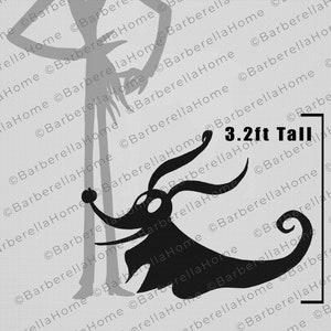 3,2 Fuß Zero, Jacks Geist Hund, Vorlage, wenn gemacht. Druckbare Halloween Silhouette Dekor Vorlagen / Schablonen nachzeichnen und schneiden. PDF Bild 1