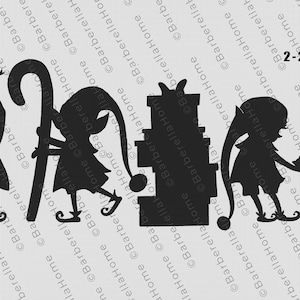 2.5ft Santa&#39;s Elves Template when made. Printable trace and Cut Christmas Silhouette Decor Templates / Stencils. PDF