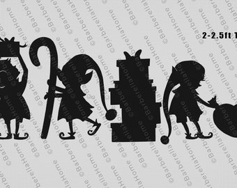2.5ft Santa's Elves Template when made. Printable trace and Cut Christmas Silhouette Decor Templates / Stencils. PDF