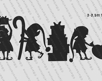 2.5ft Santa's Elves Template when made. Printable trace and Cut Christmas Silhouette Decor Templates / Stencils. PDF