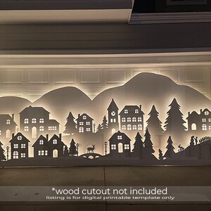 16ft wide, multi-layered, Christmas Village Template when made. Printable trace and Cut Christmas Silhouette Decor Templates / Stencils. PDF image 2