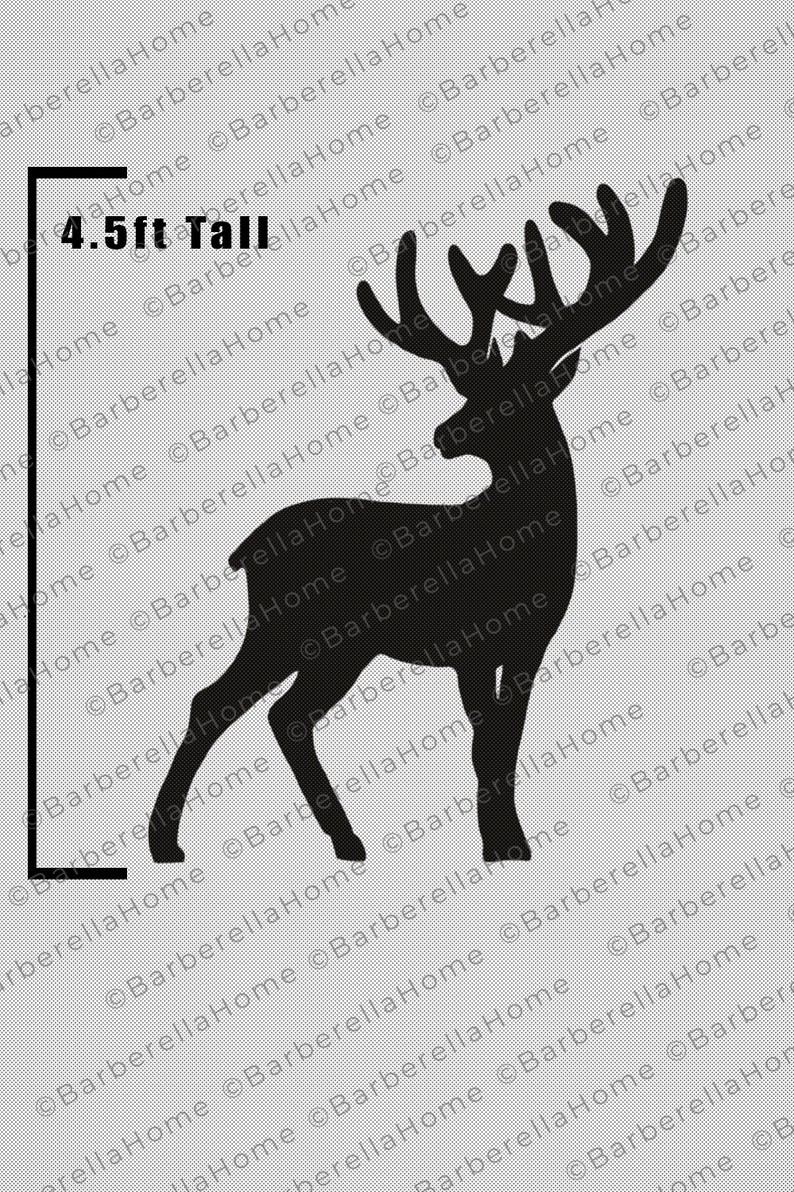 Modèle de renne mâle de 4,5 pieds une fois fabriqué. Tracez imprimable et coupez les modèles / pochoirs de décor de silhouette de Noël. PDF image 1