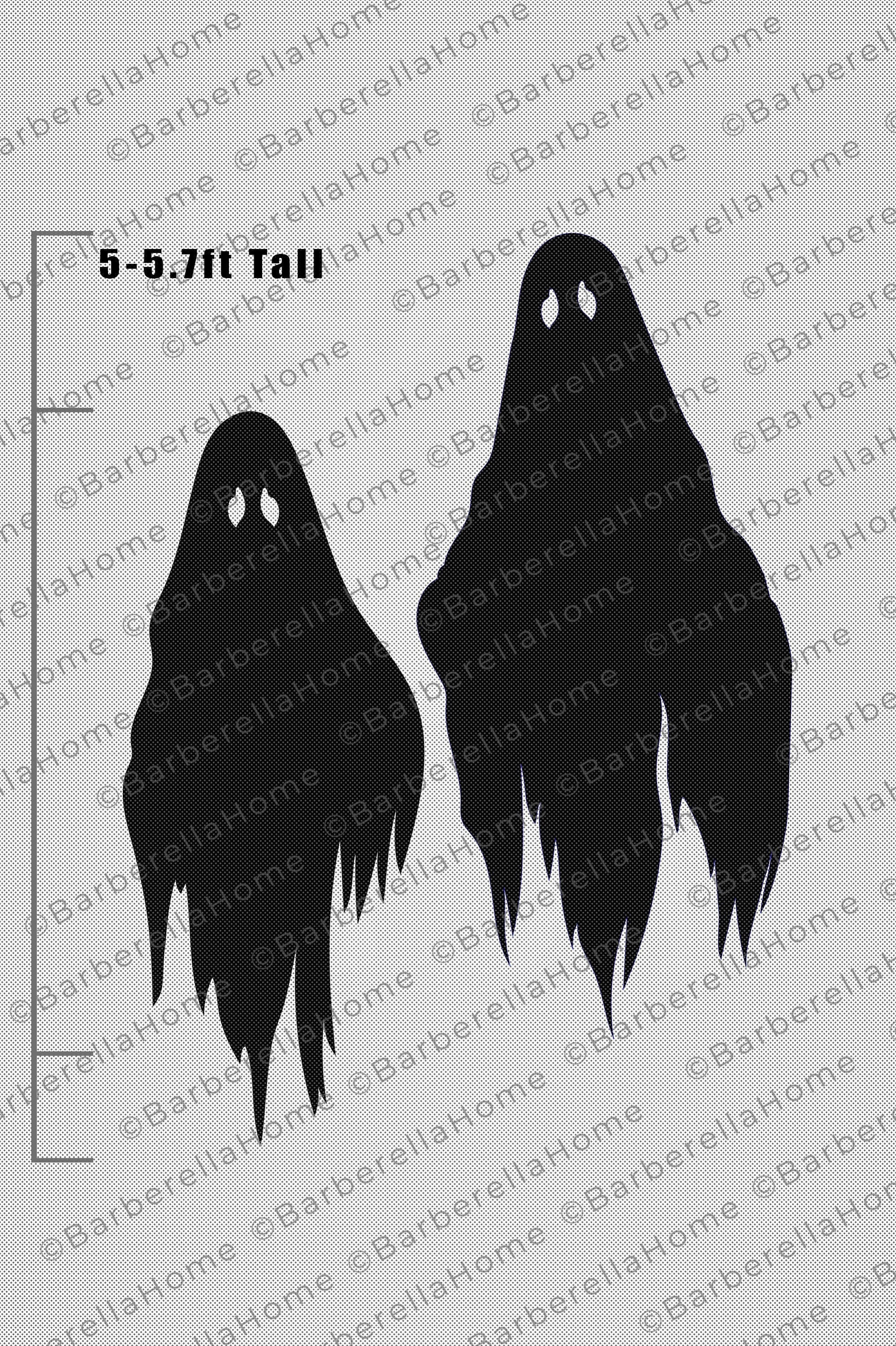 TWO 5-5.7ft scary ghosts Template when made. Printable trace and Cut Halloween Silhouette Decor Templates / Stencils. Yard art PDF pattern.