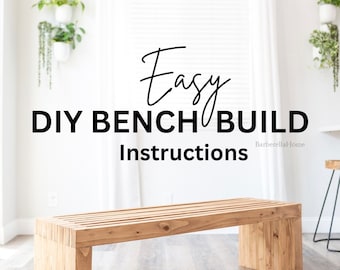 Easy DIY Bench build plans to build a bench for patio or indoor use. PDF Digital File