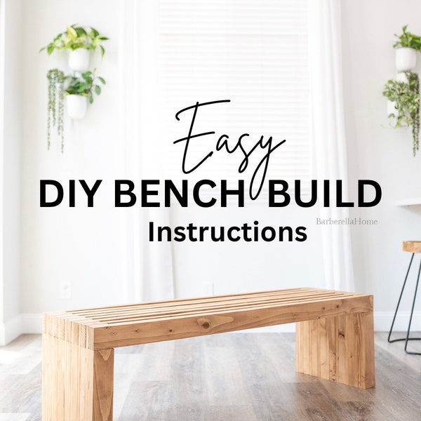 Easy DIY Bench build plans to build a bench for patio or indoor use. PDF Digital File