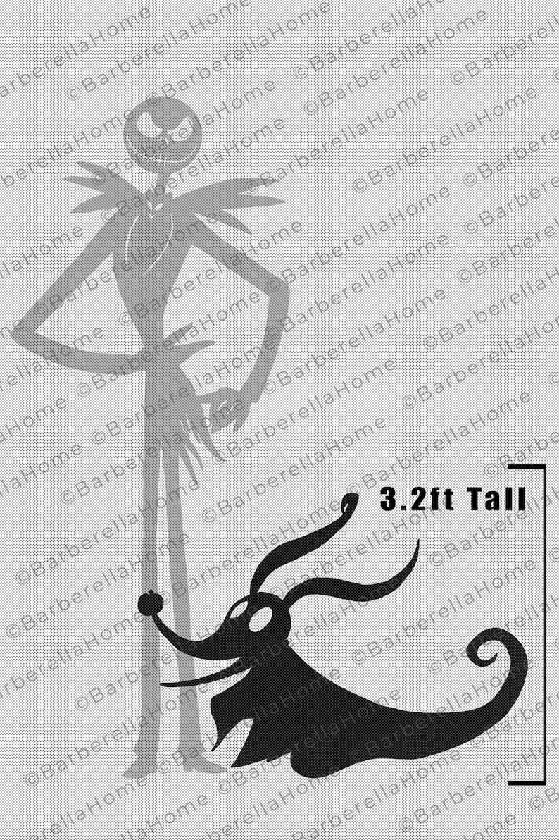 3,2 Fuß Zero, Jacks Geist Hund, Vorlage, wenn gemacht. Druckbare Halloween Silhouette Dekor Vorlagen / Schablonen nachzeichnen und schneiden. PDF Bild 1