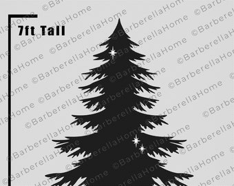 7ft kerstboomsjabloon wanneer gemaakt. Afdrukbare traceer en snij kerstsilhouet decorsjablonen / stencils. Pdf