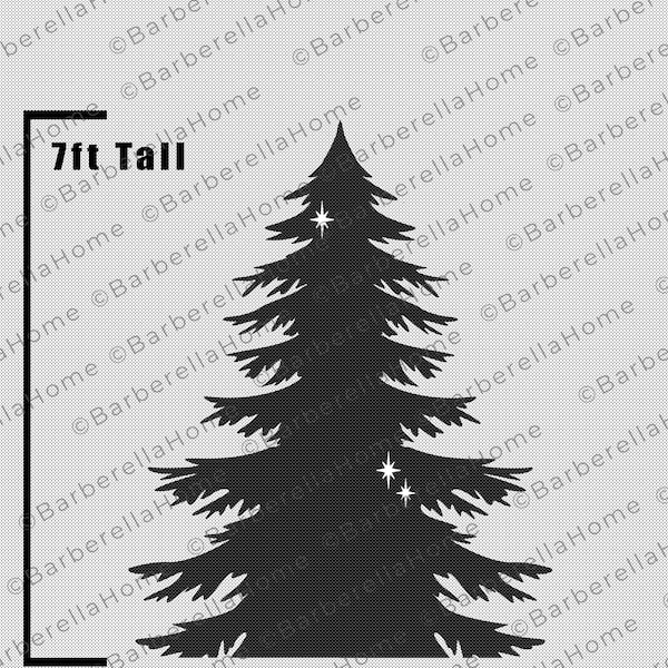 Modello di albero di Natale da 7 piedi una volta realizzato. Modelli di decorazioni natalizie con silhouette da tracciare e tagliare stampabili / stencil. PDF