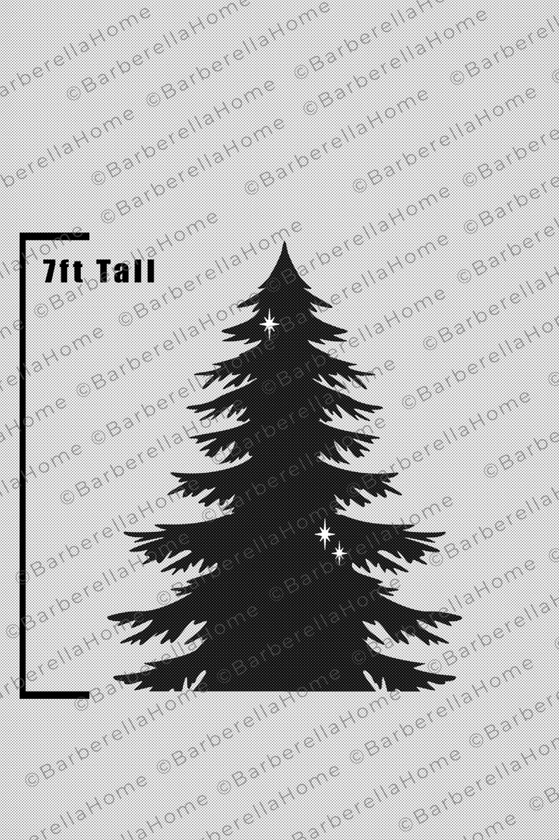 Modèle d'arbre de Noël de 7 pieds une fois réalisé. Modèles / Pochoirs imprimables de décoration de silhouette de Noël découpés et tracés. PDF image 1