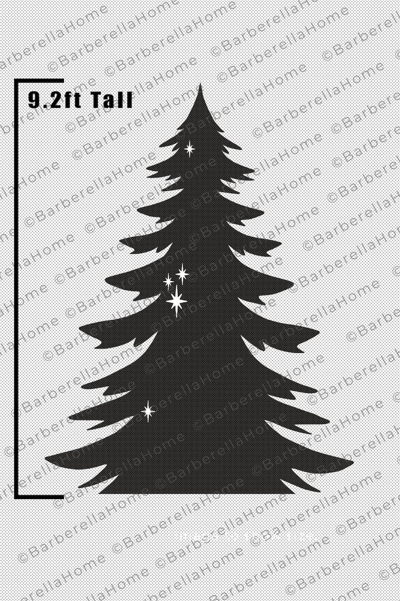 9.2ft Christmas Tree Template when made. Printable trace and Cut Christmas Silhouette Decor Templates / Stencils. PDF image 1