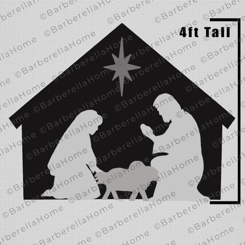 4ft, mehrschichtige, Krippen-Vorlagen, wenn gemacht. VIER druckbare Vorlage / Schablonen für Weihnachten Silhouette. PDF