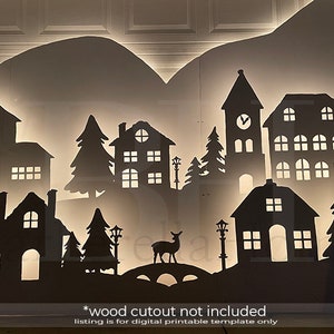 16ft wide, multi-layered, Christmas Village Template when made. Printable trace and Cut Christmas Silhouette Decor Templates / Stencils. PDF image 3