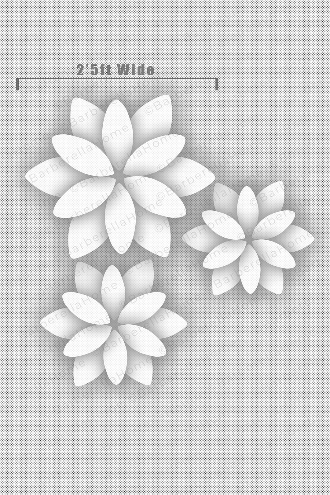 3 Big Flower Templates, Largest 2.5ft Wide Template When Made ...