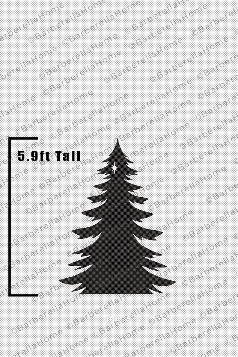 5.9ft Weihnachtsbaum Vorlage, wenn gemacht. Printable verfolgen und schneiden Sie Weihnachtssilhouette Dekor Vorlagen / Schablonen. PDF-Datei Bild 1