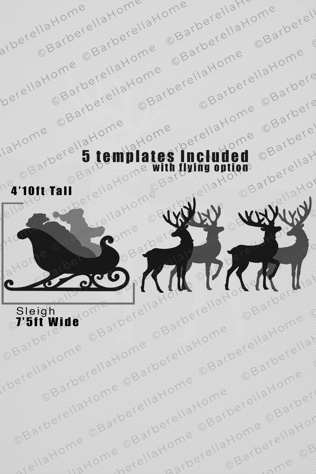 Lifesize Santa's Sleigh W/santa & Reindeer Template When Made