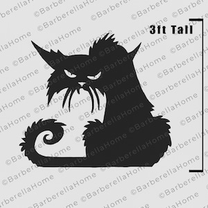 3 フィートの恐ろしい黒猫のテンプレート。印刷可能なトレースとカットのハロウィーン シルエット装飾テンプレート/ステンシル。PDF