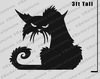 3ft scary black cat Template when made. Printable trace and Cut Halloween Silhouette Decor Templates / Stencils. PDF