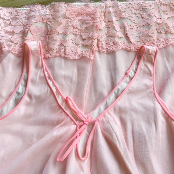 Vintage 60s lingerie peach lace nightgown babydoll - image 5