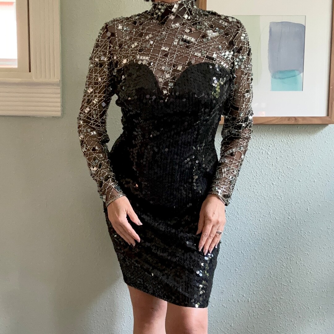 Vintage Black Glam Party Dress - Etsy
