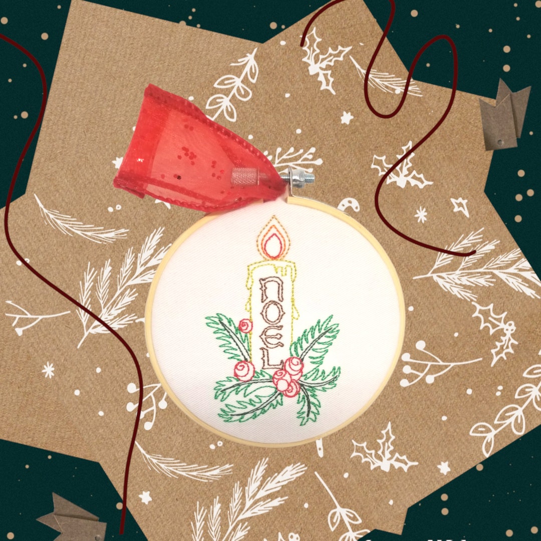 Embroidered Christmas Ornaments Embroidered Holiday Ornament Hoop Christmas Tree Ornaments