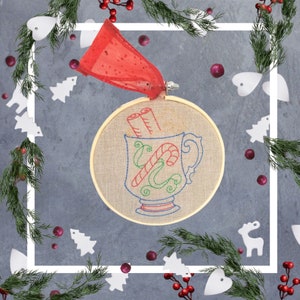 Embroidered Christmas Hoop Ornament-Embroidered Christmas Ornament-Embroidered Holiday Ornament-Hoop Christmas Tree Ornament-Xmas Hoop Decor