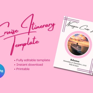 Cruise Itinerary Template | Canva Template | Fully Editable Travel Agent Itinerary