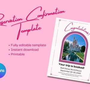 Reservation Confirmation Template | Canva Template | Template for Travel Agents