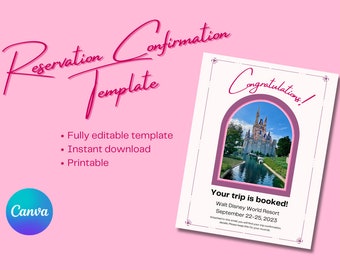 Reservation Confirmation Template | Canva Template | Template for Travel Agents
