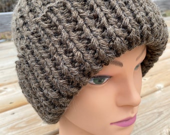 Knitted Winter Warm Brown Toque, Unisex Accessories, Hand Knitted  Thick Hat Hand Made Alpaca/Merino Wool Beanie