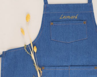 Personalized children's apron with name embroidery * denim apron * 4-7 years * children's gift personalized