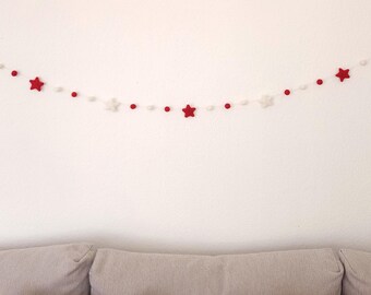 Christmas garland star * Star garland Christmas * Felt balls * Christmas decoration * Star garland