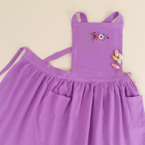 Apron children * Flower embroidery * Apron dress * Children's apron * Linen apron * 4-7 years * 8-11 years * Personalizable with name